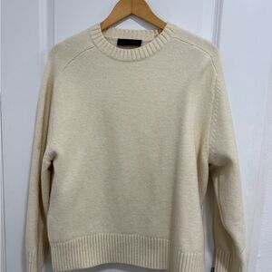 Zara Off-White Ribbed Crewneck Sweater